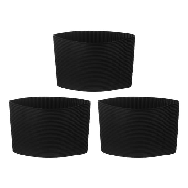 3Pcs Funda de Taza de Café Negra, Mangas de Botella de Agua de Vidrio de Silicona Reutilizables y Resistentes al Calor.