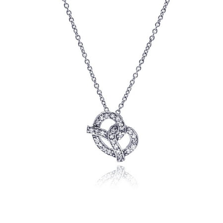 .925 Sterling Silver Clear Cubic Zirconia Rhodium Plated Pretzel Pendant Necklace 18 (Best Way To Make Pretzel Necklaces)
