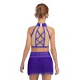 thumbnail image 2 of Haitryli Kids Girls Tassel Dance Outfits Jazz Latin Performance Crop Top with Skirt Set Gymnastics Bodysuit Purple 12, 2 of 5
