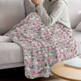 thumbnail image 3 of Vintage Pink Flower Blanket Soft Cozy Warm Twin Blanket for Bed, Plush Fuzzy Flannel Fleece Blankets for Sofa, Spring Floral Leaves Pastoral Birds Plants Throw Blankets for Couch Gifts, 60"x80", 3 of 9
