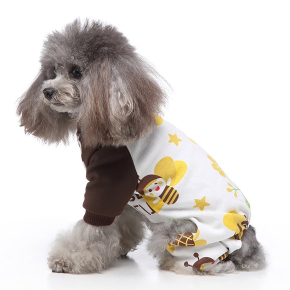 Pet Clothes Warm Pajamas Cozy Soft Nightwear for with Cute Cartoon Space Flowers Print Comfort Loungewear for