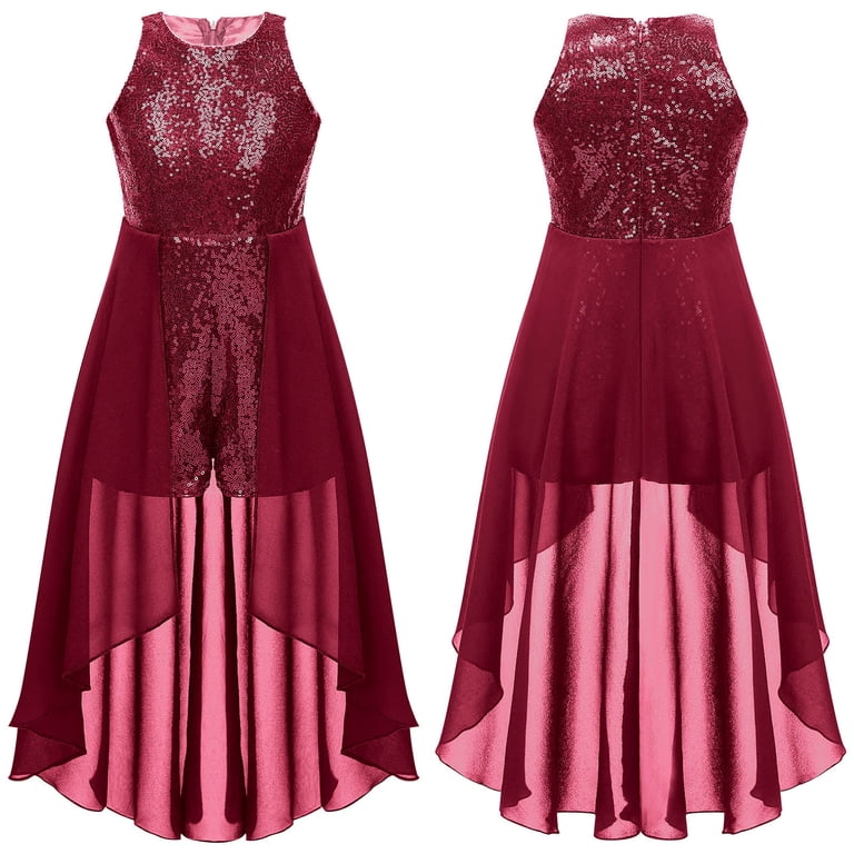 Aislor Big Girls Sequins Romper Formal Dress Birthday Evening Chiffon Ball Gown 6-16 Burgundy 12 - Walmart.com Aislor Big Girls Sequins Romper Formal Dress Birthday Evening Chiffon Ball Gown 6-16 Burgundy 12 - Walmart.com
