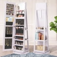 thumbnail image 4 of Gymax 360° Rotating Mirrored Jewelry Cabinet Armoire 3 Color LED Modes Lockable Light Purple, 4 of 10