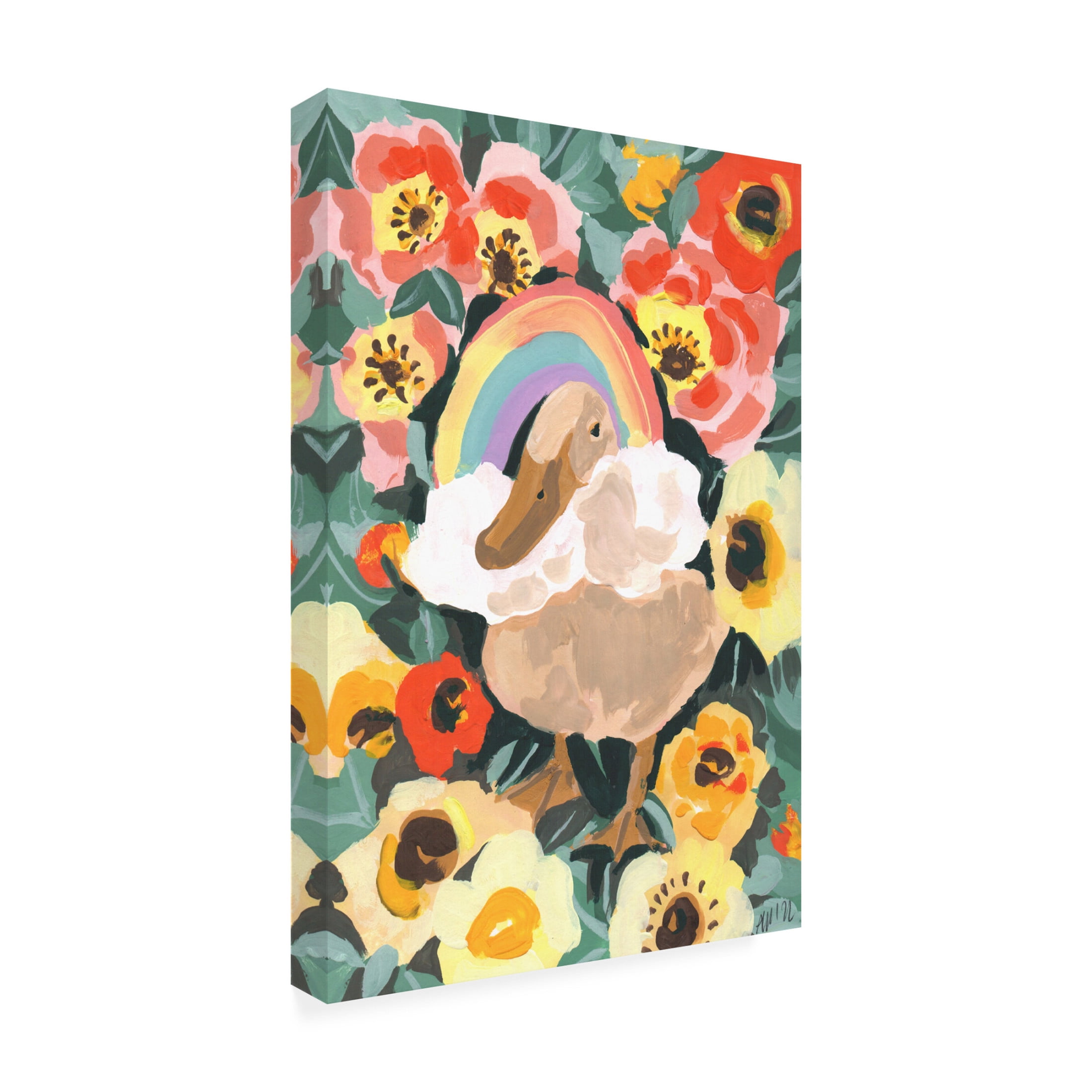 Trademark Fine Art Ania Zwara Duck With Rainbow Canvas Wall Art