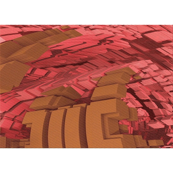 Ahgly Company Indoor Rectangle Patterned Grapefruit Red Area Rugs, 4' x 6'