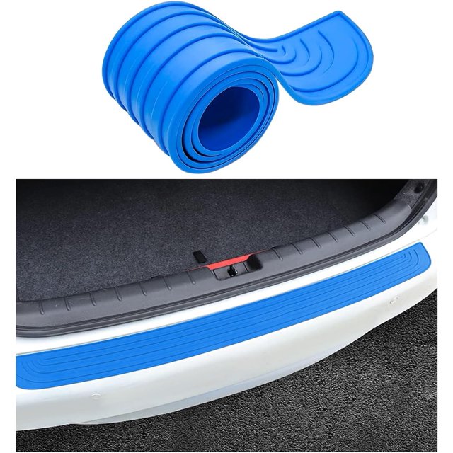 Yazoeia Car Rear Bumper Protector Guard, Auto Scratch-Resistant Rubber Trunk Door Entry Guard Accessory, Universal Non-Slip Vehicle Trunk Door Sill Protector for Most Cars (35"×2.7", Blue)