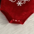 thumbnail image 5 of Mercatoo Baby Girl Christmas Outfit Long Sleeve Romper Tops Bell Bottom Pants and Hat 3Pcs Velvet Santa Clothes Set, 5 of 9