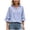 Light Blue, variant on Women's Striped V Neck Blouse 3/4 Sleeve Tie Cuff Collared Shirt Split Back High Low Tunic Top for Fall S
