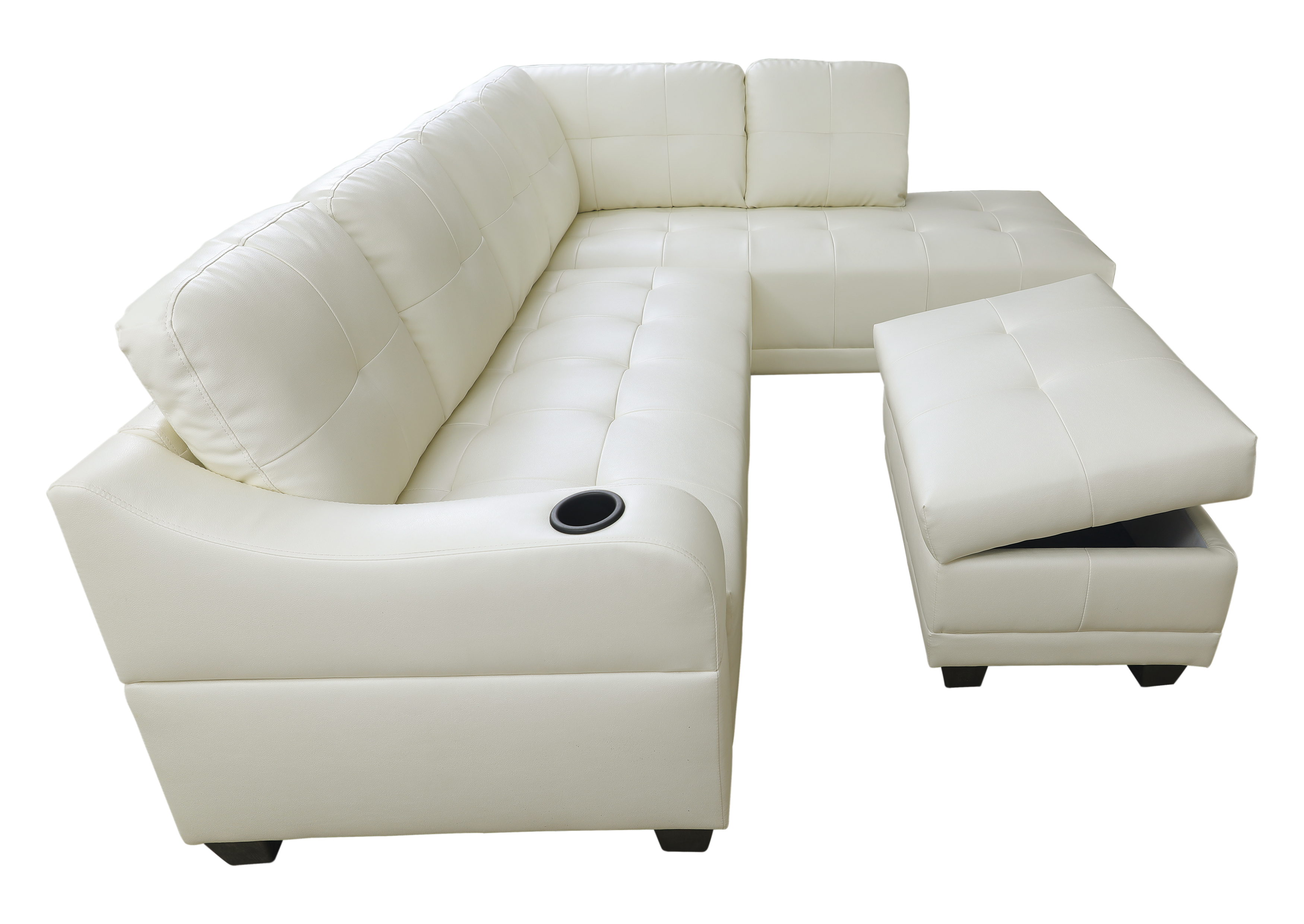 For U Furnishing Classic White Faux, White Faux Leather Sectional