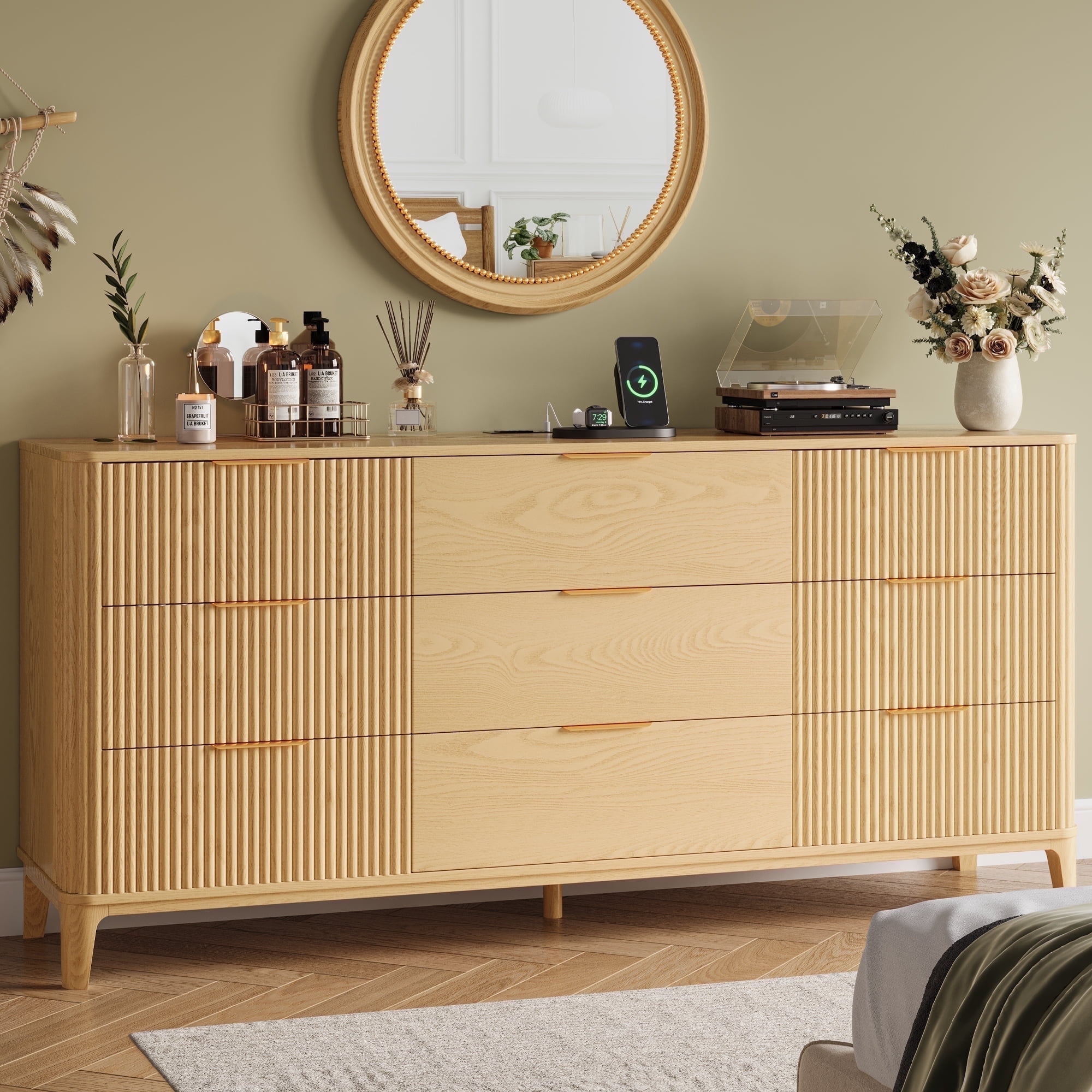 ChVans 65 inch Large Long Drawer Dresser, 8 Drawer Dresser for Bedroom,  Modern Farmhouse Wood Wide Chest of Drawers, Storage Dressers for Bedroom,  Living Room & Hallway - Walmart.com