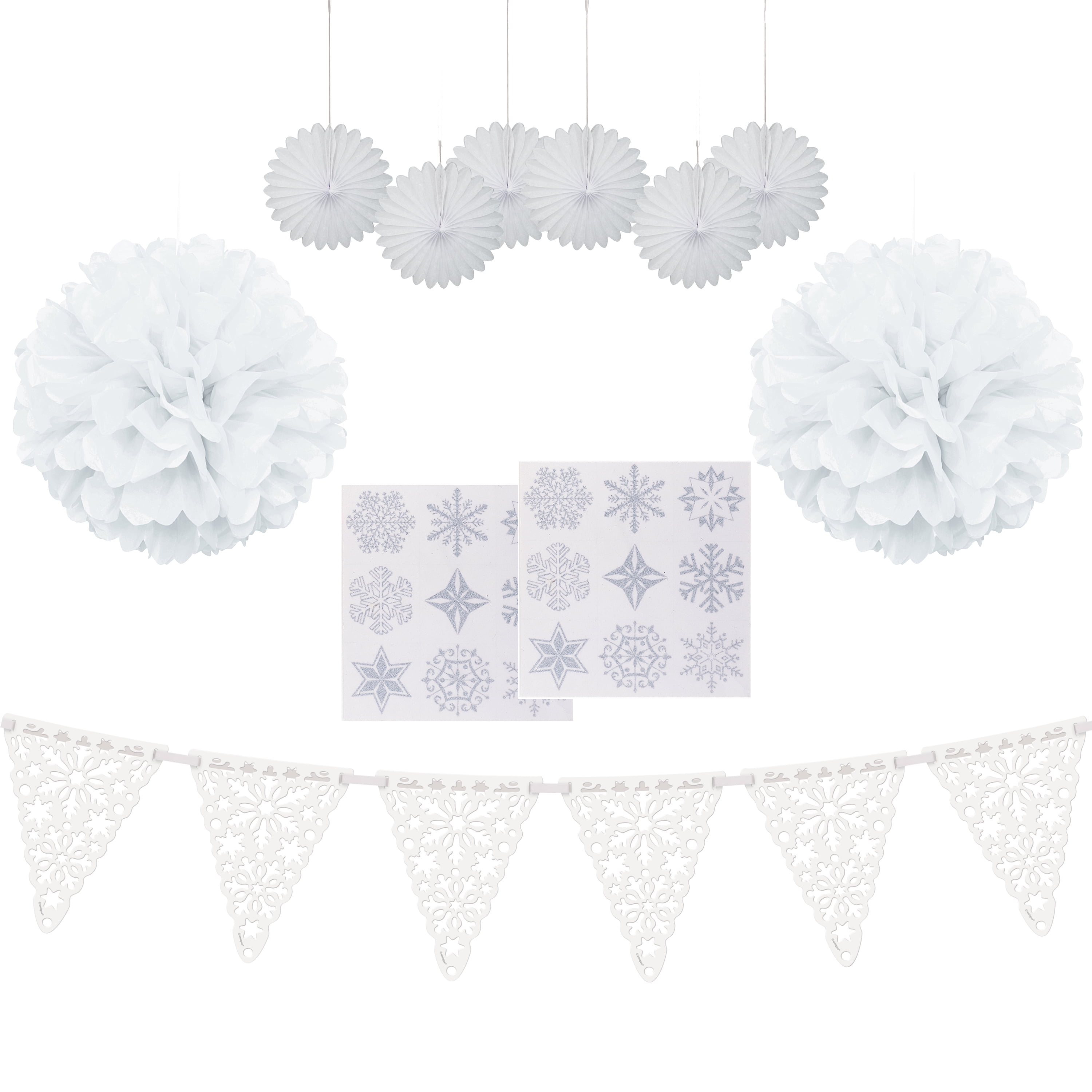 White Snowflake Holiday Party Decorations Kit, 11pc