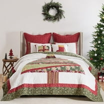 Greenland Home Christmas Tree - Authentic Patchwork - Cotton Quilt Set, 3-Piece King/Cal King, Holiday