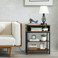 thumbnail image 5 of Oumilen Western Home 3 Layers End Table with Storage Shelf with Build-In Fast Charging Station with USB Ports in Rustic Burnt Wood, 5 of 7