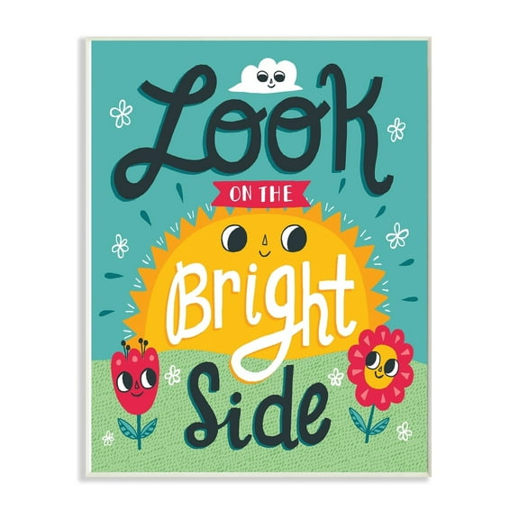 Stupell Sun and FlowersLook On The Bright Side Wood Wall Art, 10x15, Proudly A - Multi-color 10 x 15