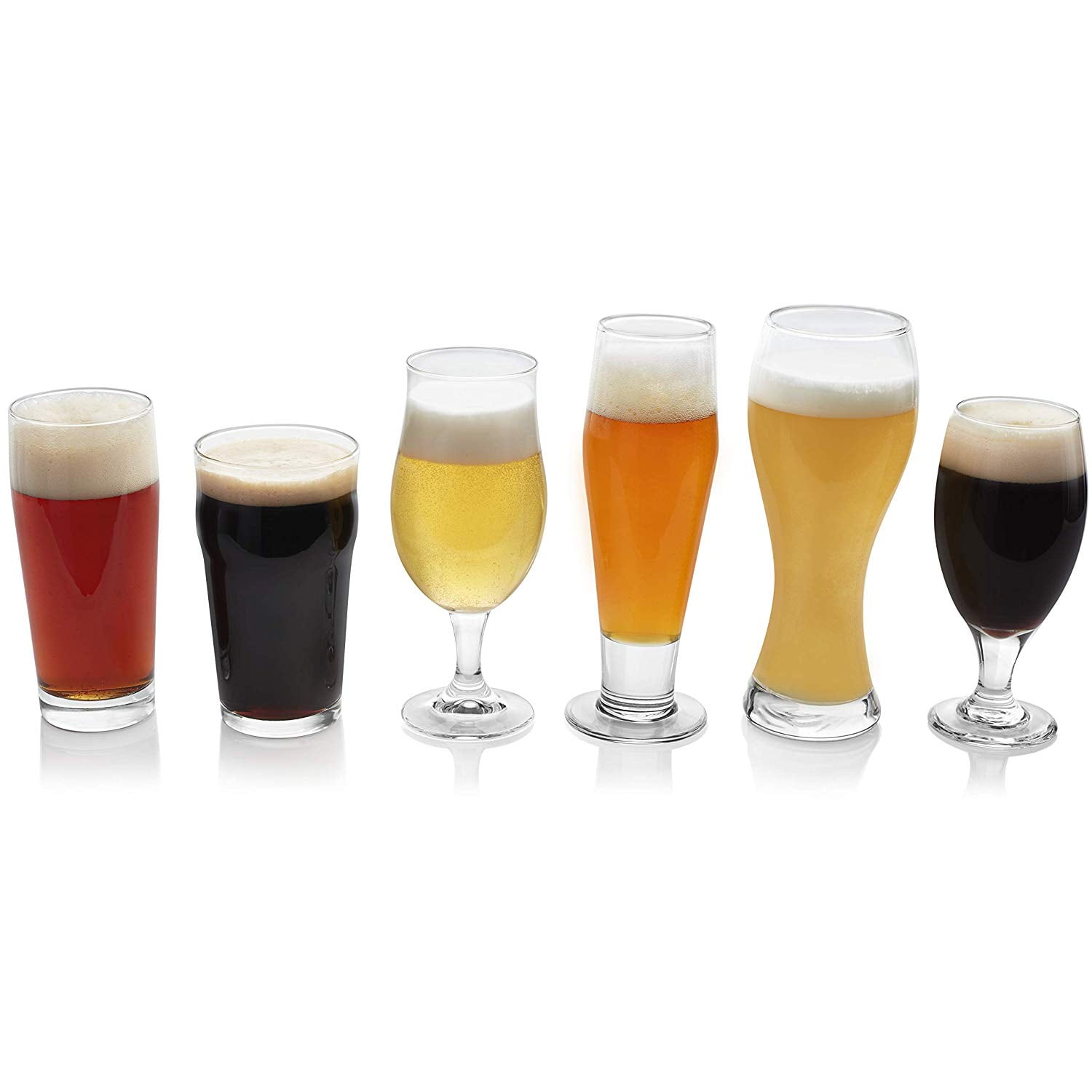 Craft Brews Assorted Beer Glasses, Set of 6, Typespecific glassware