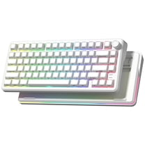COSTOM 75% Wireless Mechanical Keyboard with Knob, Tri-Mode BT5.0/2.4GHz/USB-C Hot Swappable Computer Keyboard, Gasket Mount, Pre-lubed Linear Switches, RGB Backlit Gaming Keyboards, White