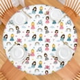 thumbnail image 2 of Princess Carriage Castle Pattern Round Fitted Tablecloth with Elastic Edge,Dining Table Cover Waterproof,Outdoor Round Tablecloth for Camping,Dining,Indoor and Outdoor, 2 of 7