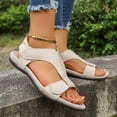 thumbnail image 5 of Womens Comfort Sandals Cushioned for Walking, Adjustable T-Strap Everyday Sandals for Women in Beige,Size 38, 5 of 8