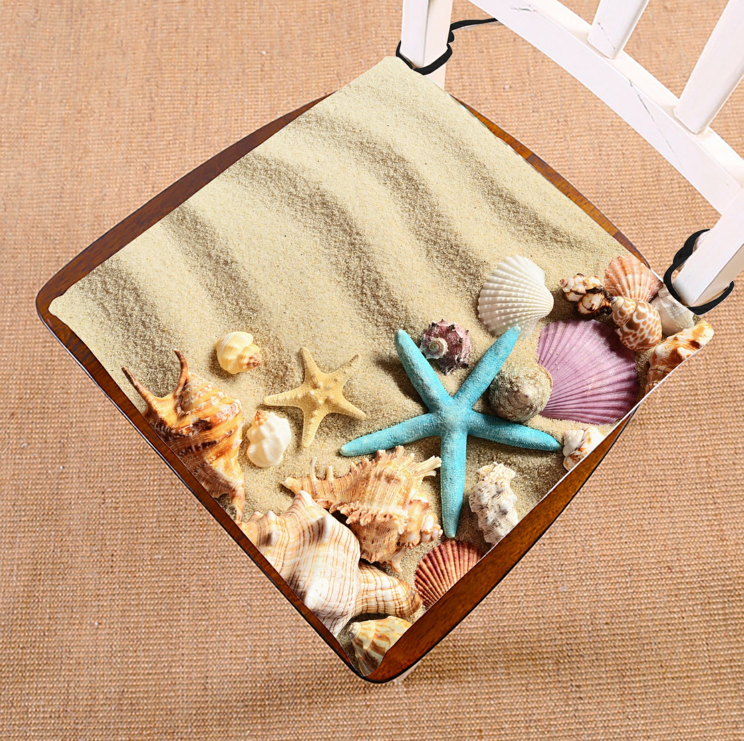 ABPHQTO Seashells Summer Sandy Beach Chair Pad Seat Cushion Chair Cushion Floor Cushion Two