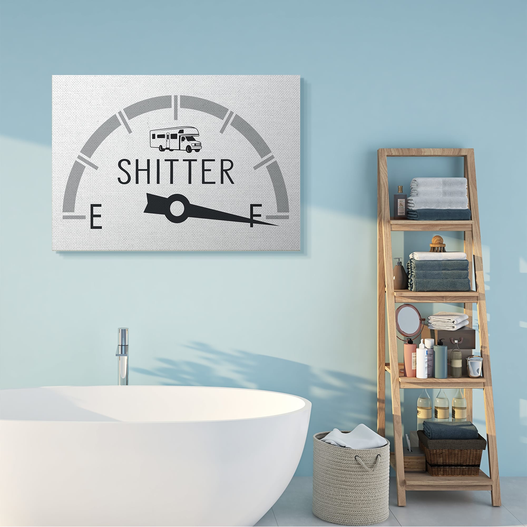 Stupell Industries Sassy Toilets Full Bathroom Humor RV Fuel Gauge,24 x 30,Designed by Lettered and Lined