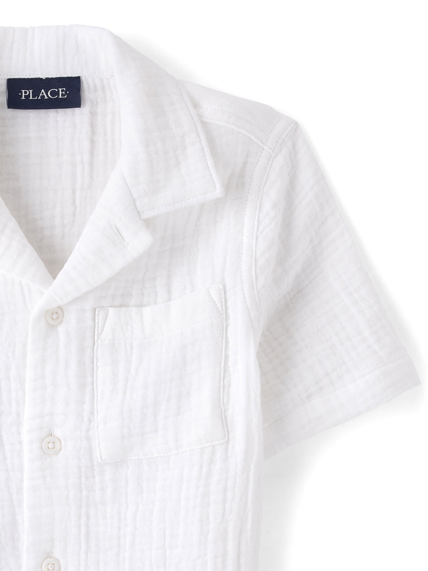 The Children's Place Boys Short Sleeve Gauze Button Up Shirt, Sizes S-XXL