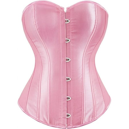 GZhLonKiMa Women s Satin Corsets Top Lace Up Boned Overbust Corset bustier Lingerie Body Shaper Bustier