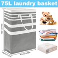 thumbnail image 2 of OUSITAID 3Pcs Laundry Basket with Handle 75L Canvas Laundry Hamper Foldable Laundry Washing Bin Waterproof Laundry Basket Hamper Multifunctional Clothes Storage Hamper for Laundry Bathroo, 2 of 9