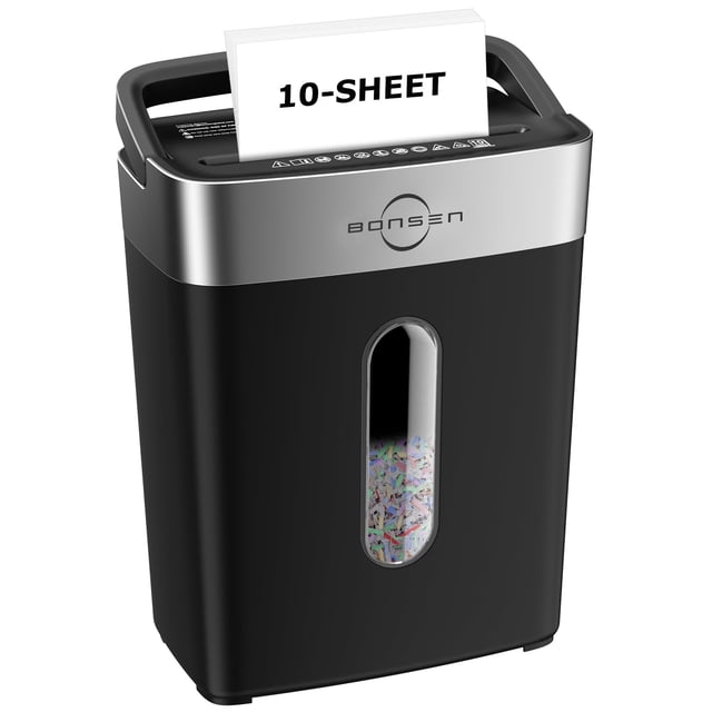Destructora de papel Bonsen S3201 de 10 hojas, corte cruzado, 120 V