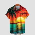 thumbnail image 3 of Gaecuw Women's Short Sleeve Blouses and Tops Tees Button down T Shirts Hawaiian Floral Print Shirts Summer Tops Lapel Neck Blouses Tropical Vacation Outfits Resort Wear Orange XL, 3 of 4