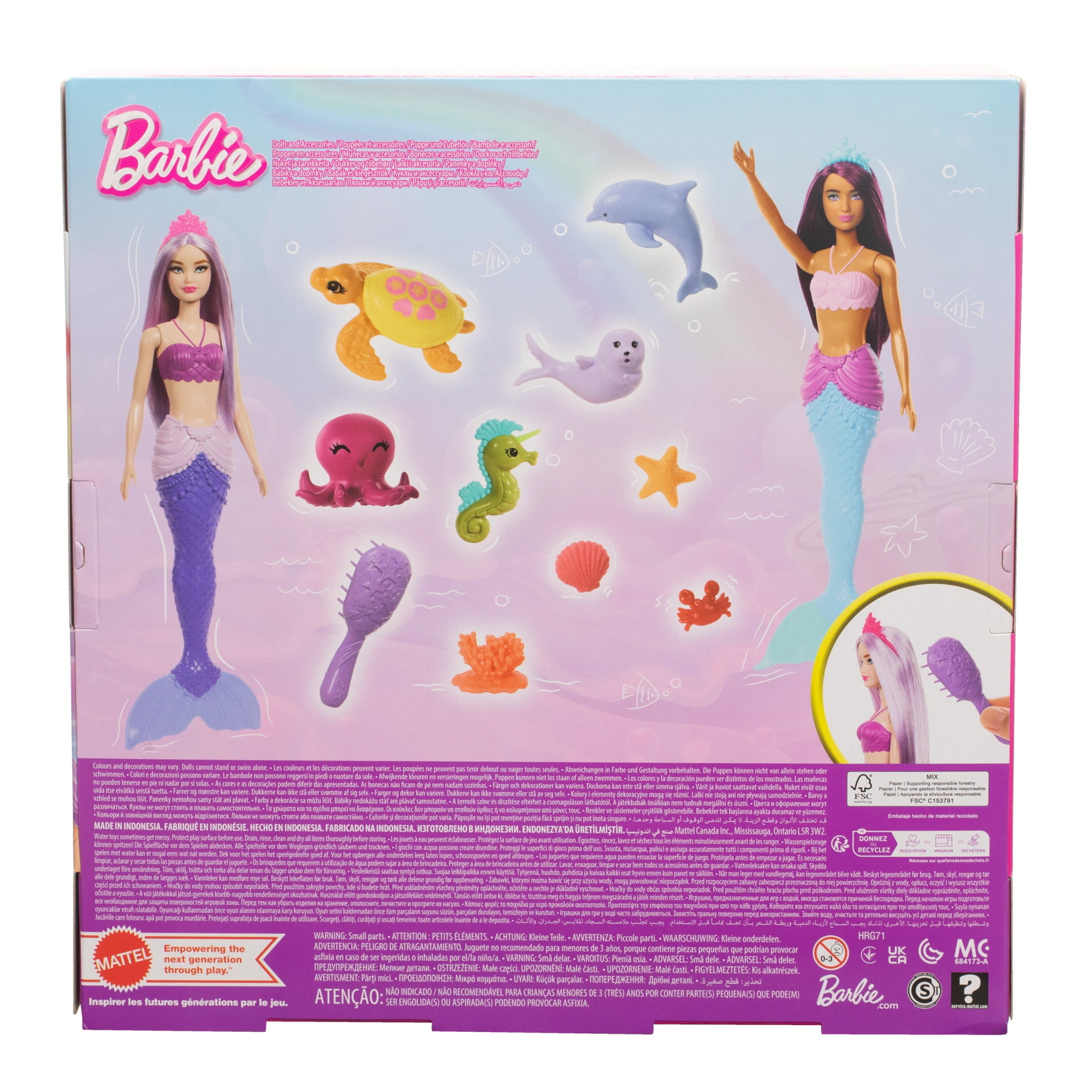 Barbie Mermaid Dolls 2-Pack with Sea Animals Including Dolphin, Otter, Seahorse & Ocean Accessories [Walmart Exclusive]