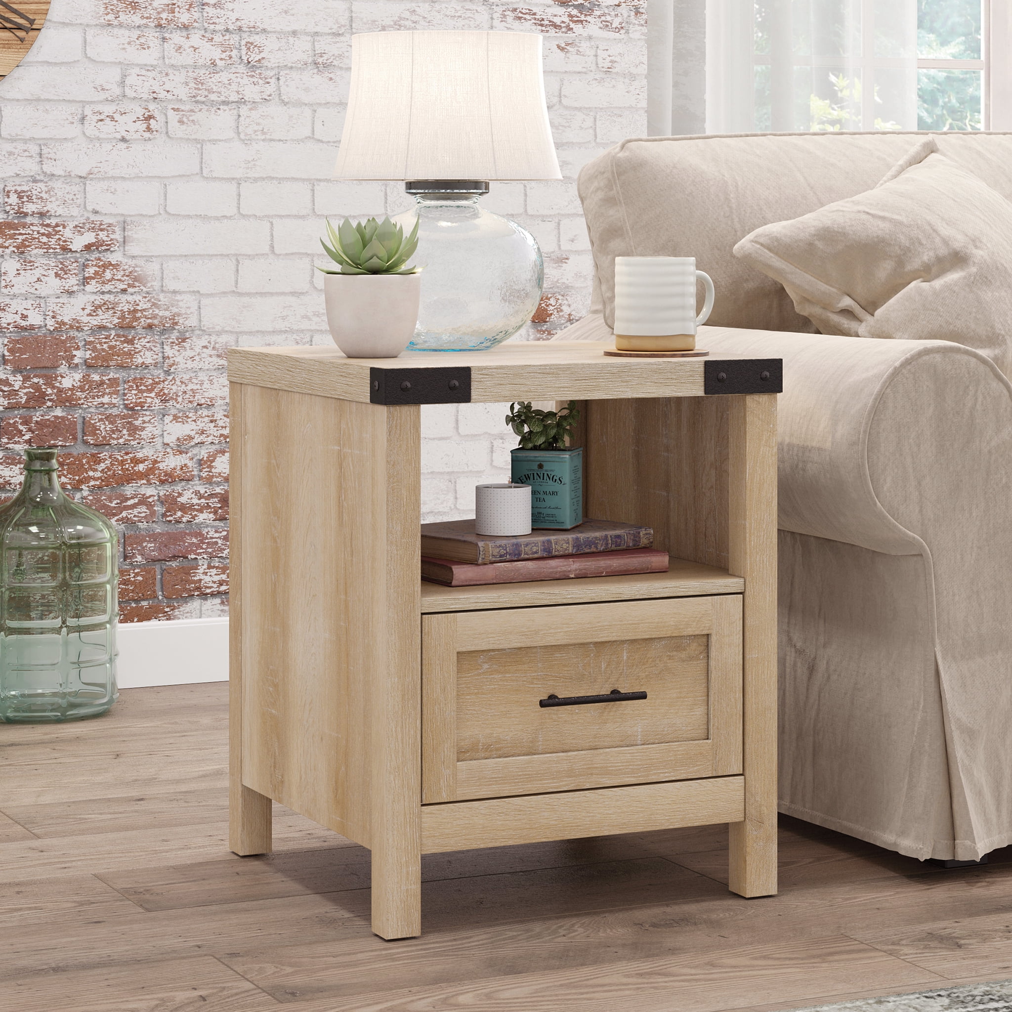 Sauder Saddler Way Modern Farmhouse End Table, Orchard Oak Finish