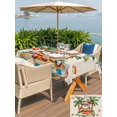 thumbnail image 4 of Outdoor Tablecloth with Umbrella Hole and Zipper, Christmas Rectangle Table Cloth 60x102 Inch Waterproof Tablecloth, Coastal Santa Claus Beach Cocount Tree on Linen Picnic Table Cover for Patio, 4 of 7