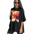 thumbnail image 3 of Plus Size Shirt for Women Black Tops for Women Oversized Short Sleeves Shirt for Women Tree 4 T Shirt Crewneck Shirt for Women L, 3 of 5