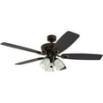 thumbnail image 5 of Prominence Home Marston 52" Oil Rubbed Bronce Ceiling Fan with 5 Blades, 3 Arm Textured Glass Light Kit & Pull Chains, 5 of 8