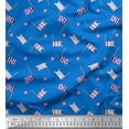 thumbnail image 1 of Soimoi Blue polyester Crepe Fabric Anchor Hook & Small Country Flag Print Fabric by Yard 42 Inch Wide, 1 of 3