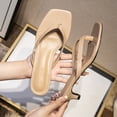 thumbnail image 6 of Thong Heels, Heels for Women Dressy, Y2k Heels, Flip Flop Heels, Women's Kitten Heel Sandals Square Toe Slip On Flip Flop Heels 2 Inch Thong Sandals Party Dress Heeled Sandals, Khaki 6.5, 6 of 6