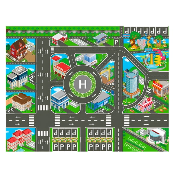 RLESO Kids City Life Road Traffic Map Playmat 3.2x4.2ft,Non Slip Educational
