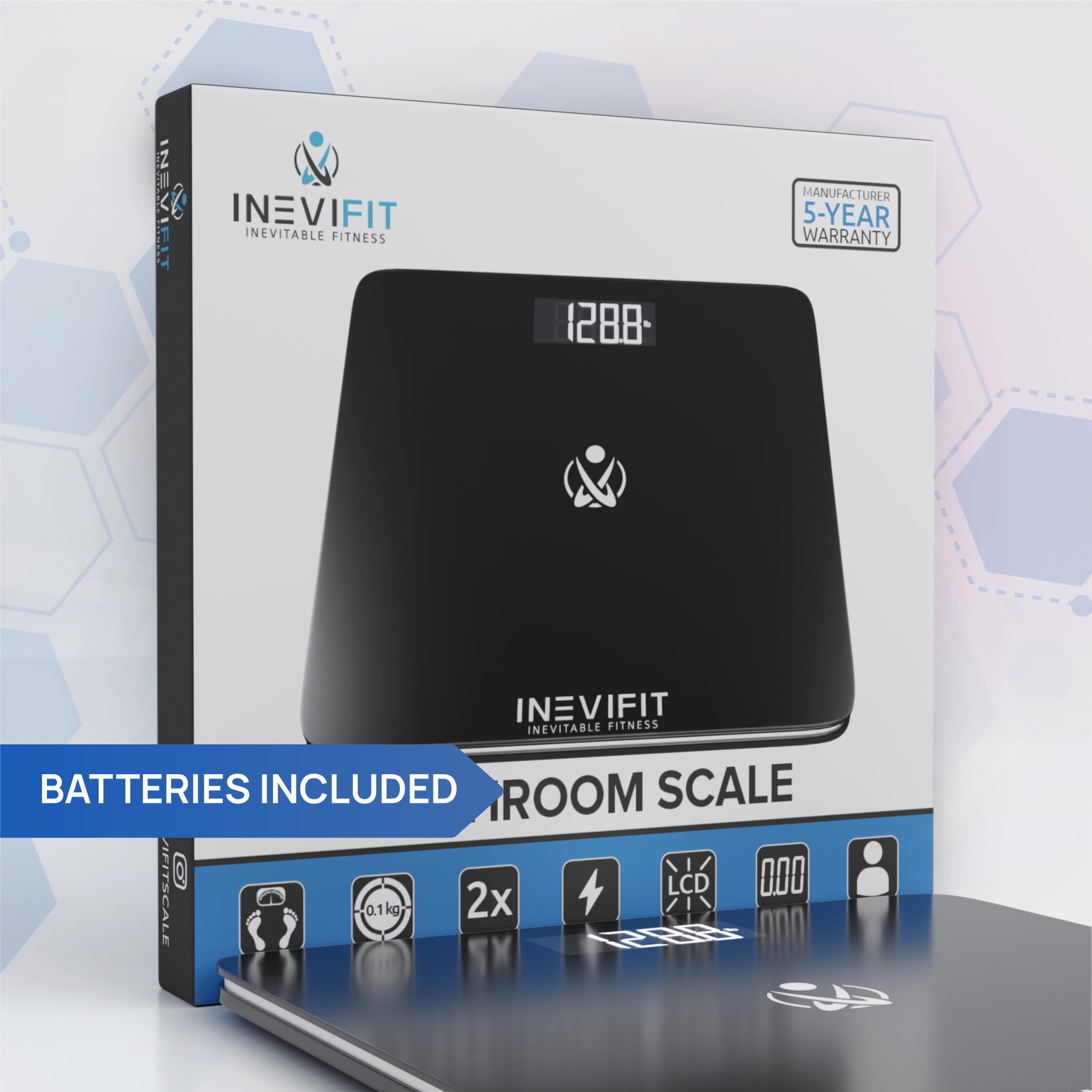 INEVIFIT Smart Bathroom Scale, Highly Accurate Bluetooth Digital, S-Black