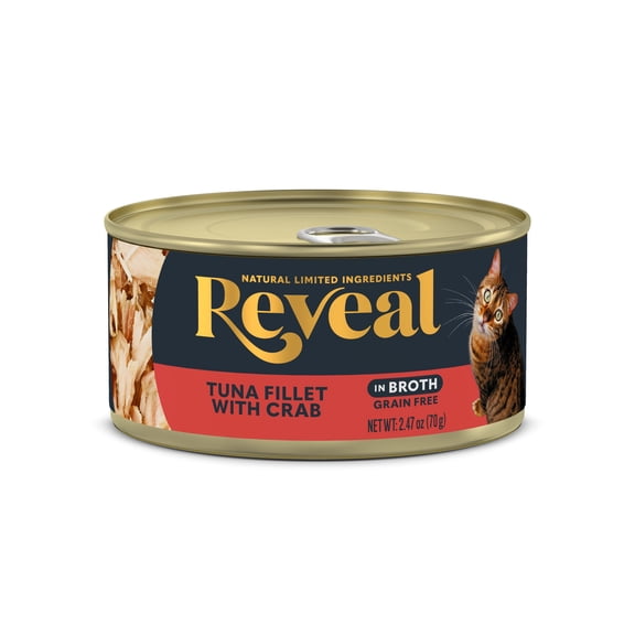 Reveal Natural Wet Cat Food, Tuna Fillet with Crab in Broth, 2.47 oz