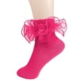 thumbnail image 2 of RXMEKW Girls Socks with Lace Trim for Kids, Solid Color Candy-Striped Mid-Crew Length, Soft Warm Tube Socks for Toddlers and Children, 90% Polyester, 5-Pack, 2 of 7