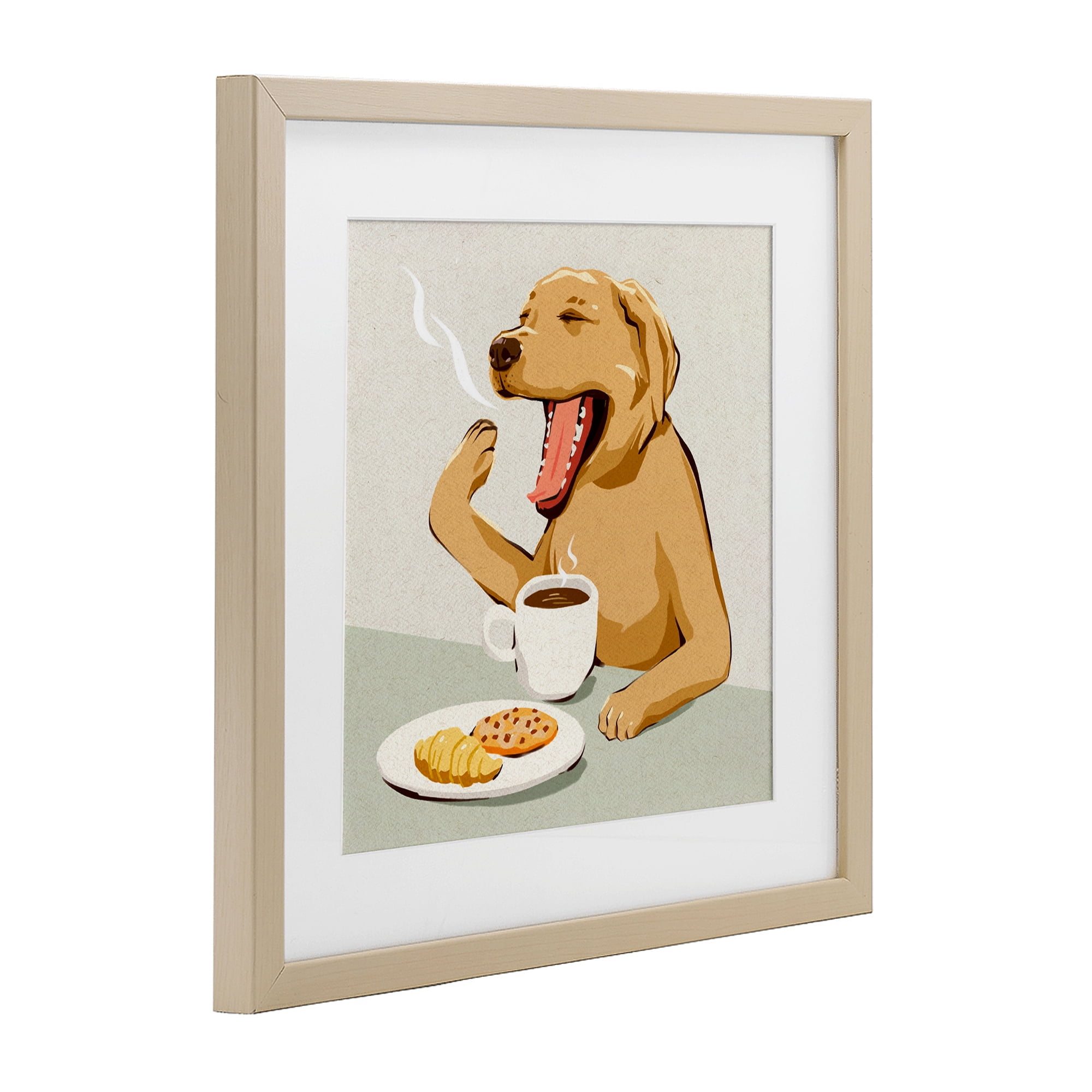 Stupell Industries Yawning Dog Morning Coffee Birch Framed Print Under Glass, design by Ziwei Li