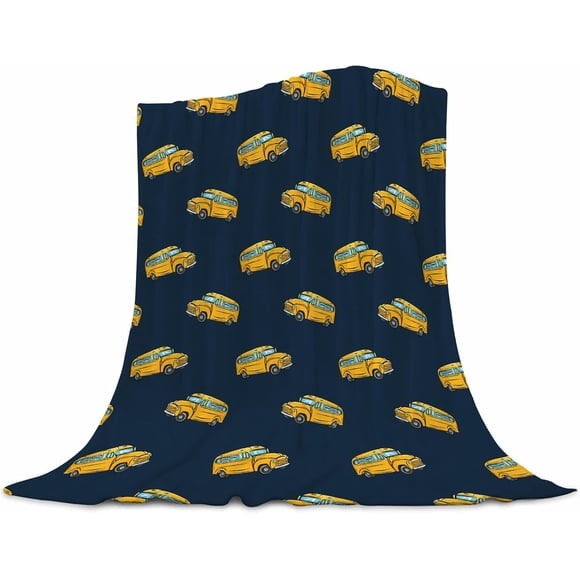 Manta para bebés Unlkto, autobús escolar, 76 x 102 cm, franela suave