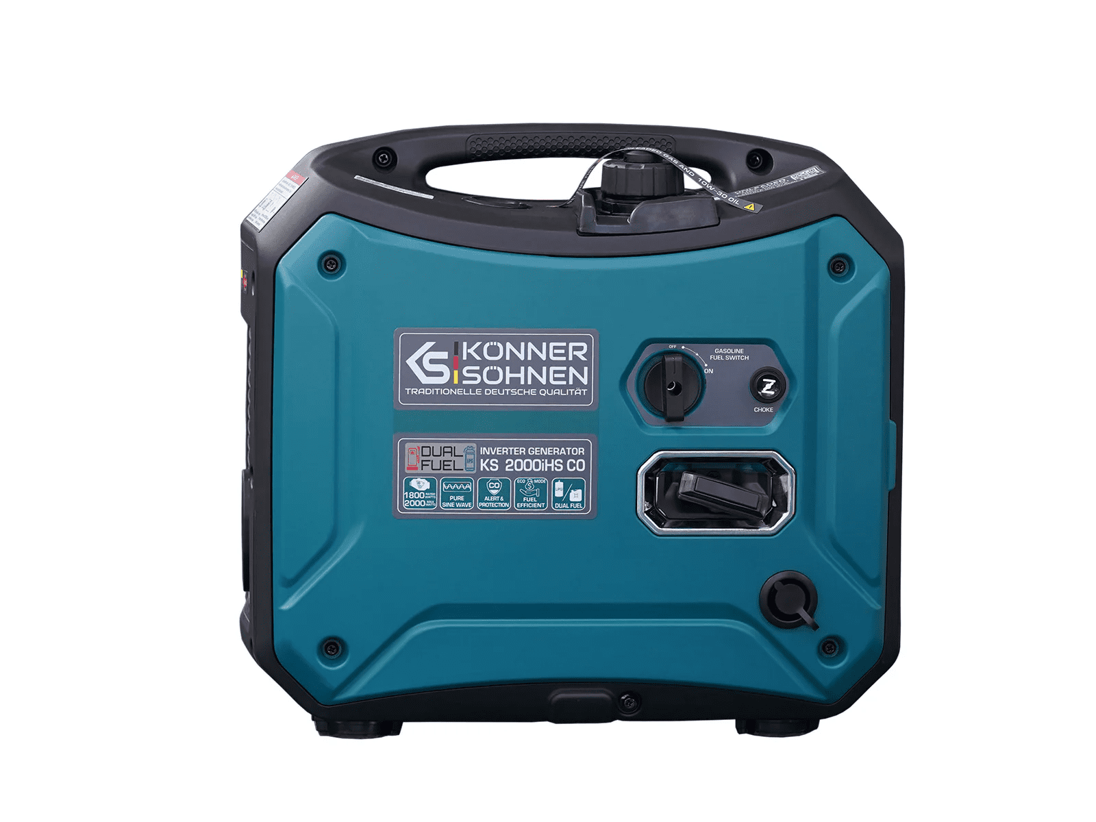 Konner & Sohnen 2000W Portable Inverter Generator Lightweight CO Sensor, Fuel-Efficient Technology, LPG/Gasoline for Camping Outdoor Home Backup