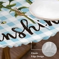 thumbnail image 3 of Sunflower Round Tablecloth, Fitted Table Cover with Elastic for 36"-44" Round Tables, Blue Plaid Farmhouse You Are My Sunshine Table Cloth Outdoor Indoor Dinning Party Waterproof Tablecloths, 3 of 7