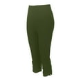 thumbnail image 4 of HNMKIU Plus Size Women's Solid Color Drawstring Waist Pleated Casual Fashion Cropped Pants Elastic Comfy Pants Women 01_Army Green,S, 4 of 8