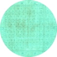 thumbnail image 1 of Ahgly Company Indoor Round Persian Turquoise Blue Traditional Area Rugs, 4' Round, 1 of 4