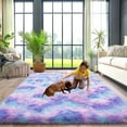 thumbnail image 6 of tapetes para sala 8x10ft Large Fluffy Rugs for Bedroom, Non-Slip Stickers Soft Carpet Shag Kids Room Rug, Non-Slip Fuzzy Rugs Indoor Tie-Dye Orchid Rainbow, 6 of 10
