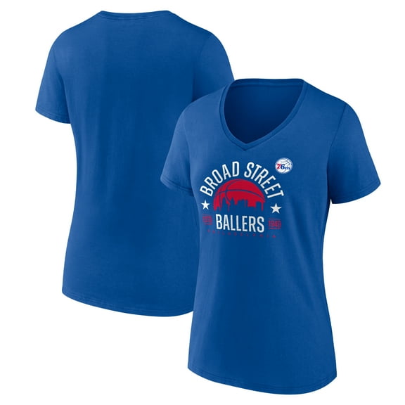 Women's  Royal Philadelphia 76ers Core Hometown Launch V-Neck T-Shirt