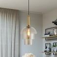 thumbnail image 2 of ECD LIGHTING Modern Glass Pendant Light with 3 Glass Shades in Amber Color - Large, 2 of 7
