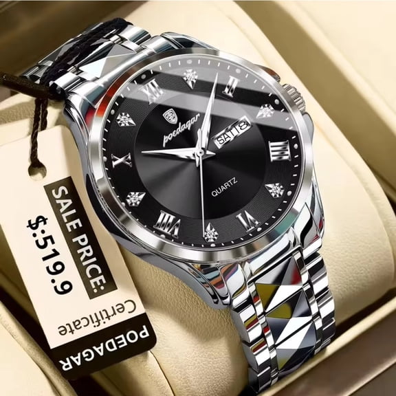 Men's Watch Quartz Watch Stainless Steel Watch Business Dress Watch Waterproof Wristwatch with Date Display Classic Analog Watch Fashion Casual Watch Gift for Men